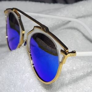 Christian Dior Sunglasses White/Gold/Blue Combo